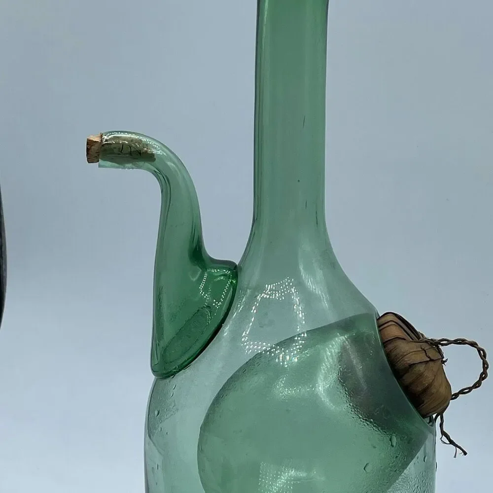 Vintage Italian wine decanter green glass chill without watering down.